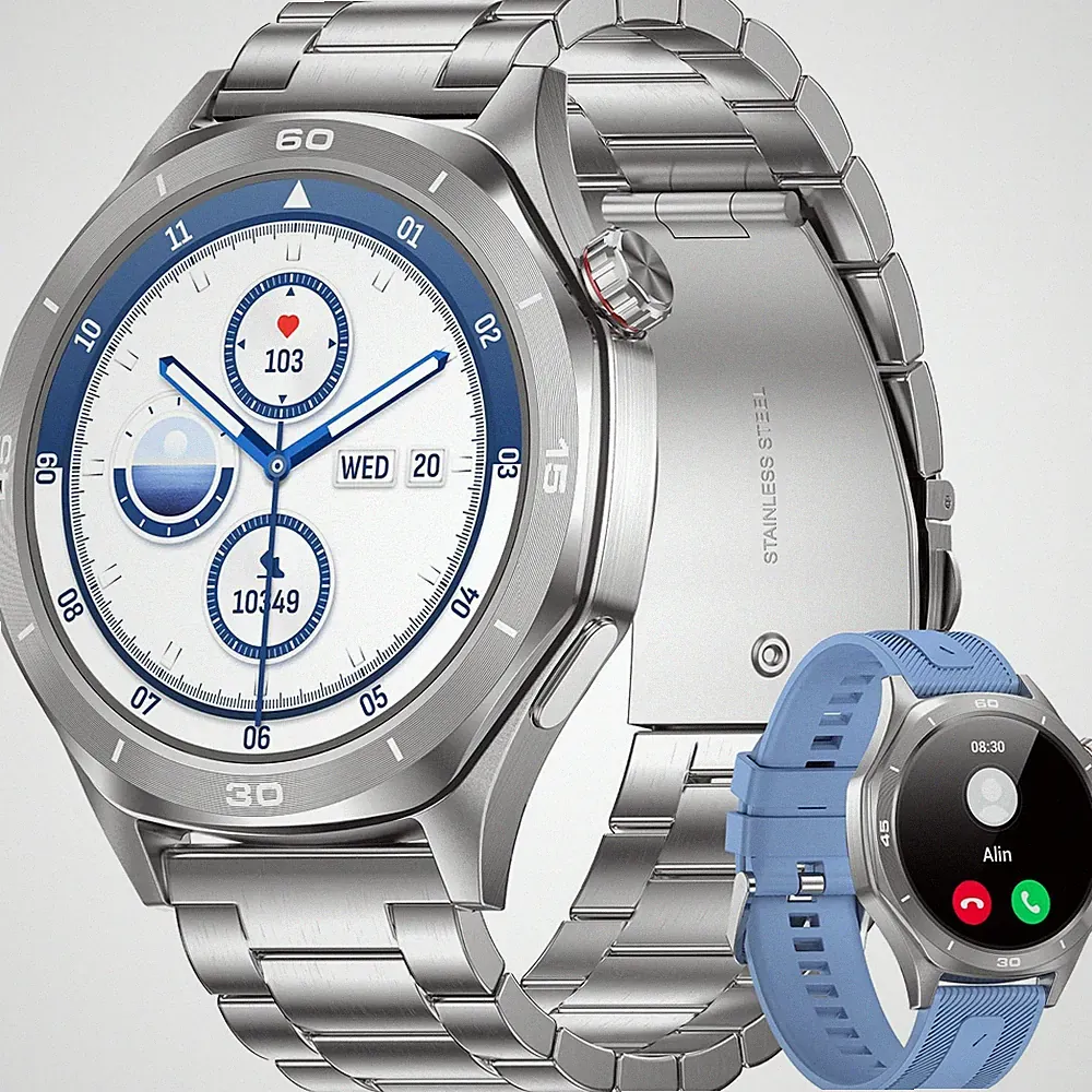 Smartwatch Herren, 1,52'' Robuste Fitnessuhr Rund mit 500mAh Langer Akku/IP68...
