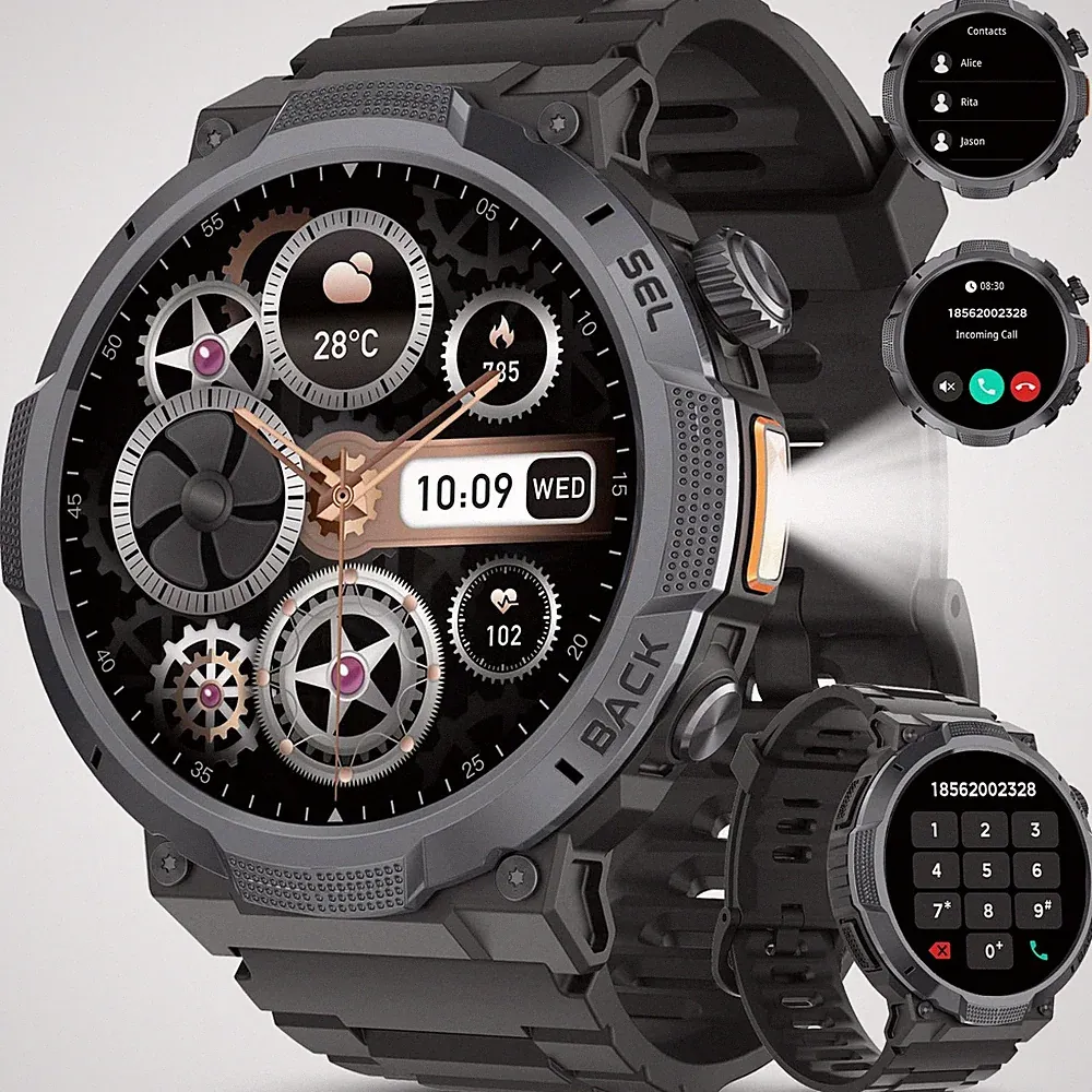Smartwatch Herren, 1.53'' AMOLEDDisplay, 1000mAh Smart Watch, Anrufe tätigen/...