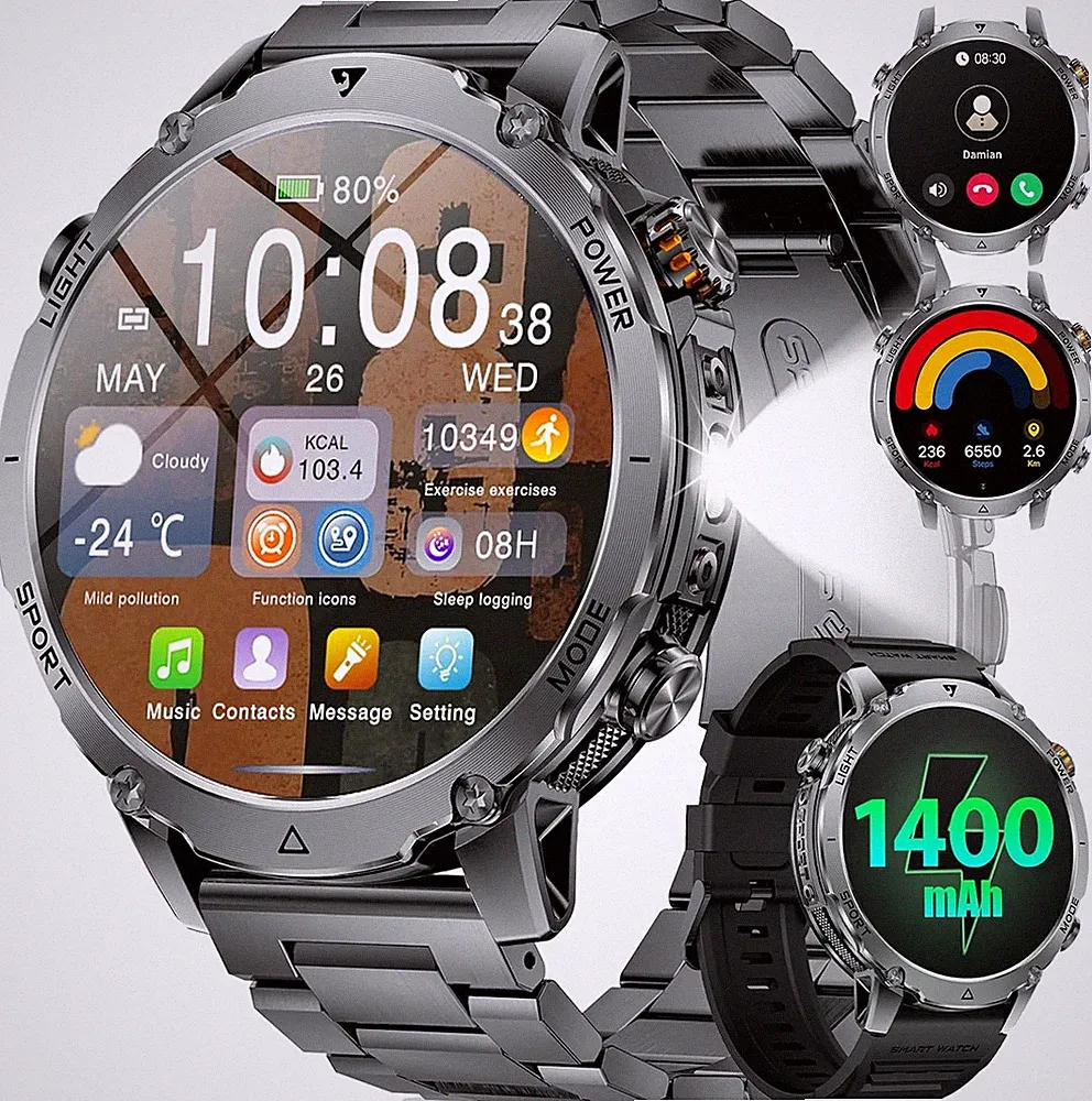 Smartwatch Herren 1,7 Zoll HD Bluetooth Anruf 110+ Sportmodi IP68 Wasserdicht