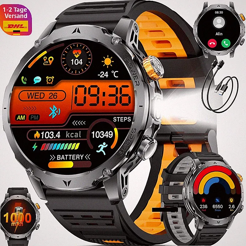 Smartwatch Herren 1,7 Zoll HD Bluetooth Fitnessuhr mit Herzfrequenz