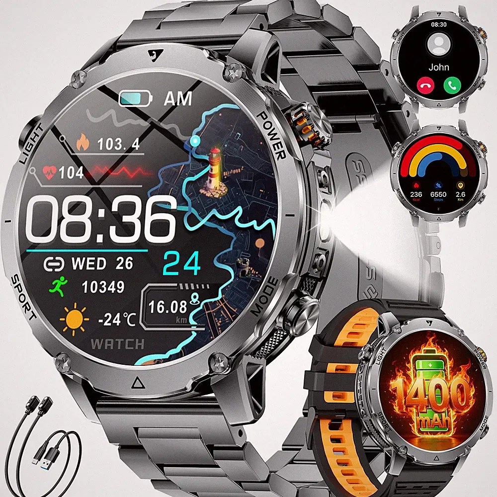 Smartwatch Herren 1,7 Zoll HD Display 110+ Sportmodi IP68 Fitnessuhr Android iOS