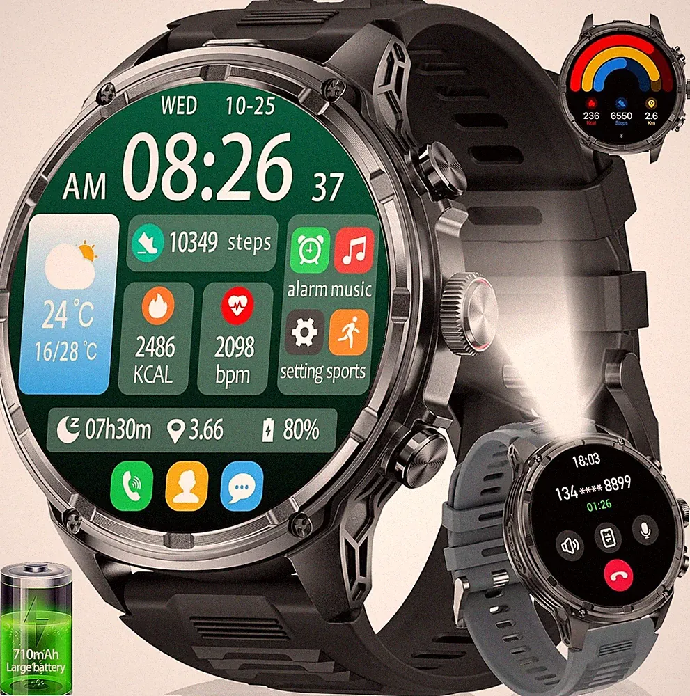 Smartwatch Herren 1,85'' HD Display 710 mAh Akku 5ATM Wasserdicht 120+ Sportmodi