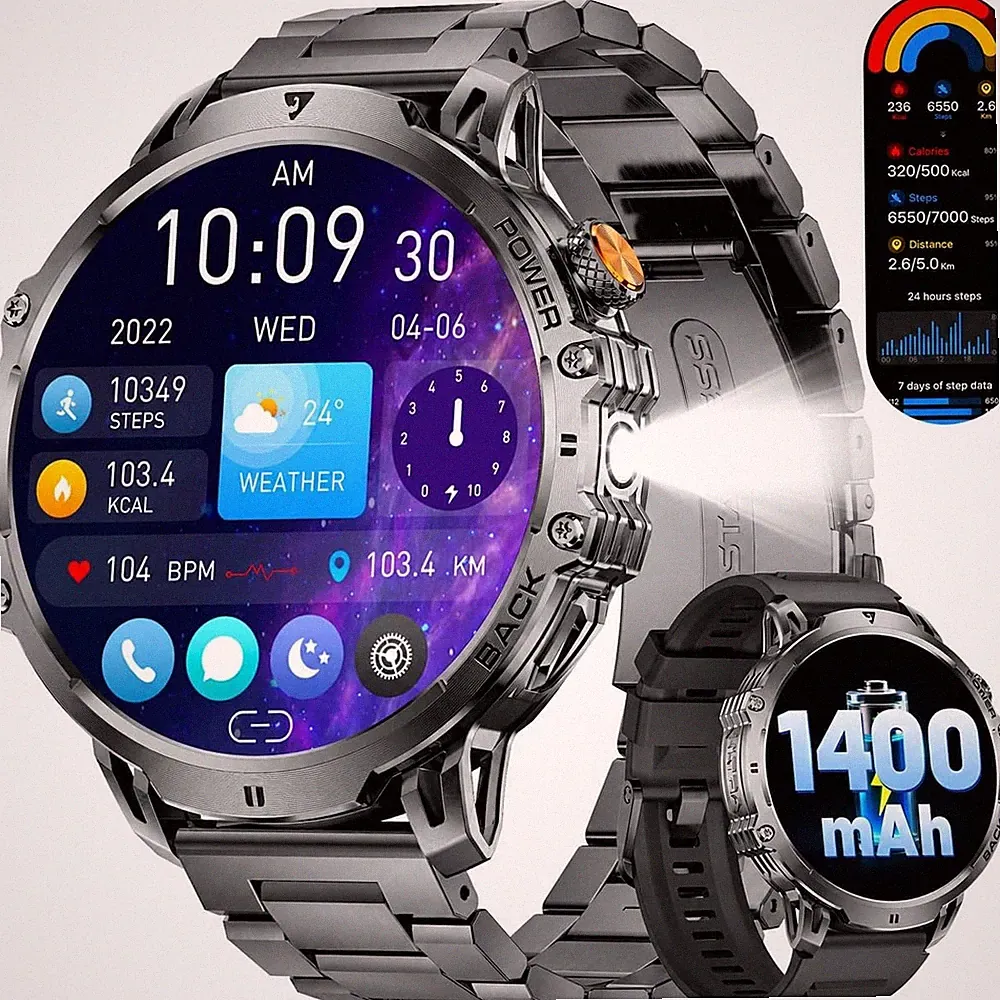 Smartwatch Herren 1,85 Zoll HD Touchscreen wassergeschuetzt Fitness Tracker Set