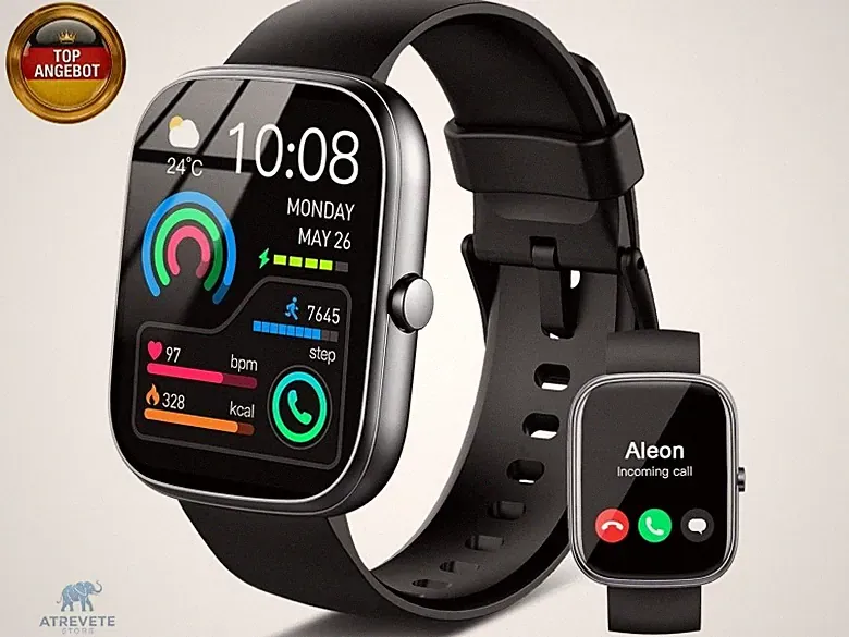 Smartwatch Herren, 1.91" HD Smart Watch Schlafmonitor Herzfrequenz SpO2
