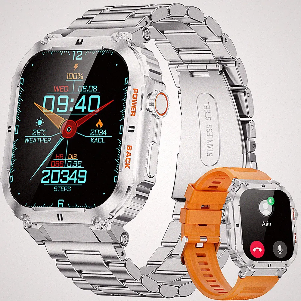🔥Smartwatch Herren 1.96'' Bildschirm 400mAh Herzfrequenz Wasserdicht Armbanduhr
