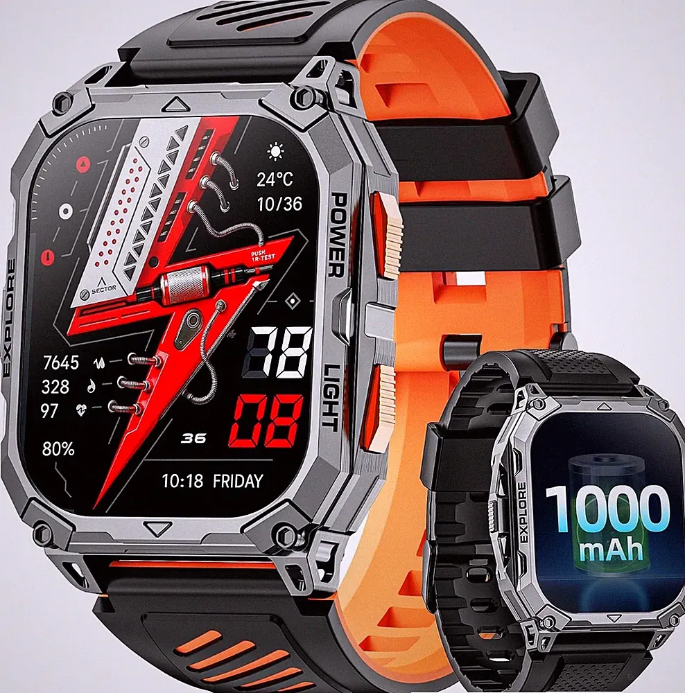 Smartwatch Herren 2,01" HD Fitnessuhr 1000mAh 114+ Sportmodi Herzfrequenz