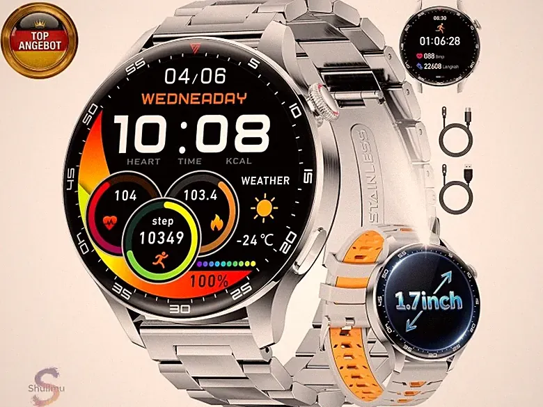 Smartwatch Herren 2026 mit Anruf, 1,7 Zoll HD Großdisplay Smart Watch mit