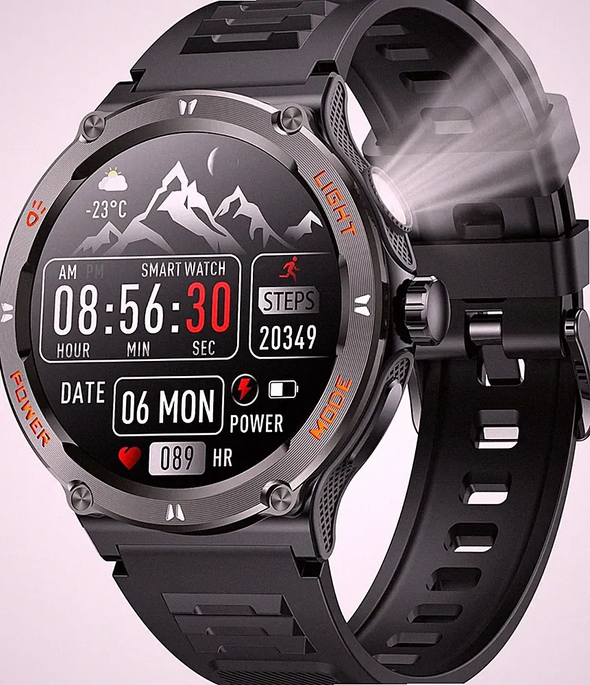 Smartwatch Herren 3ATM Wasserdicht LED Lichtfunktion 1,53" Telefonfunktion NEU