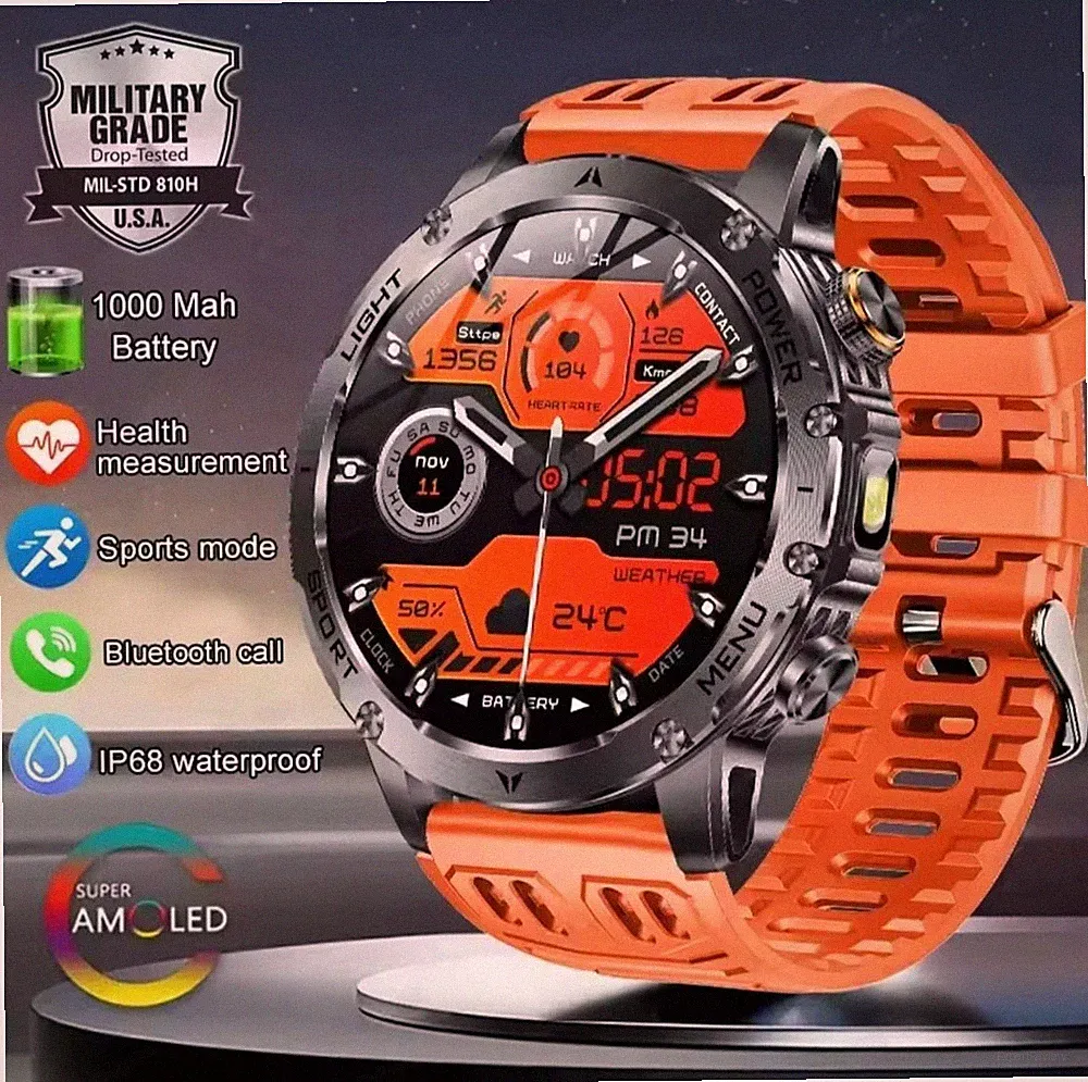 Smartwatch Herren Android Bluetooth Anruf Blutdruck Herzfrequenz