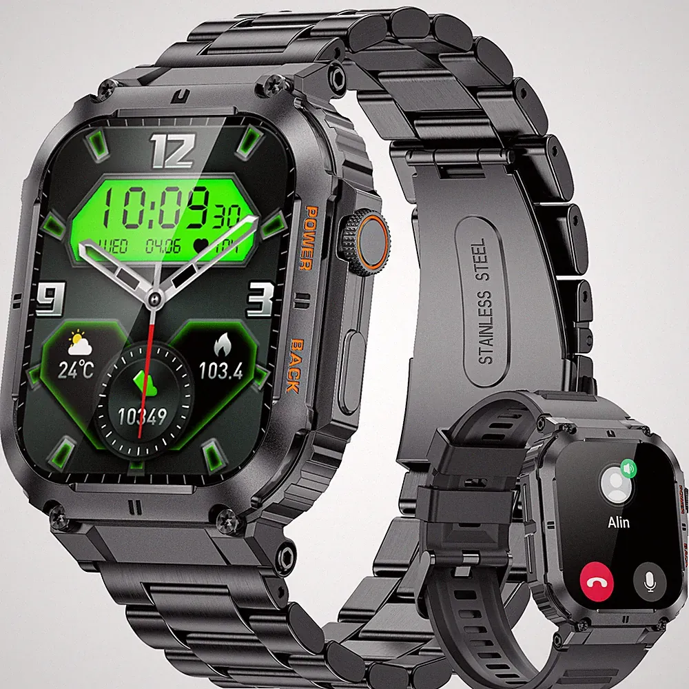 Smartwatch Herren Anruf Herzfrequenz Pulsuhr Fitness Schrittzähler Wasserdicht