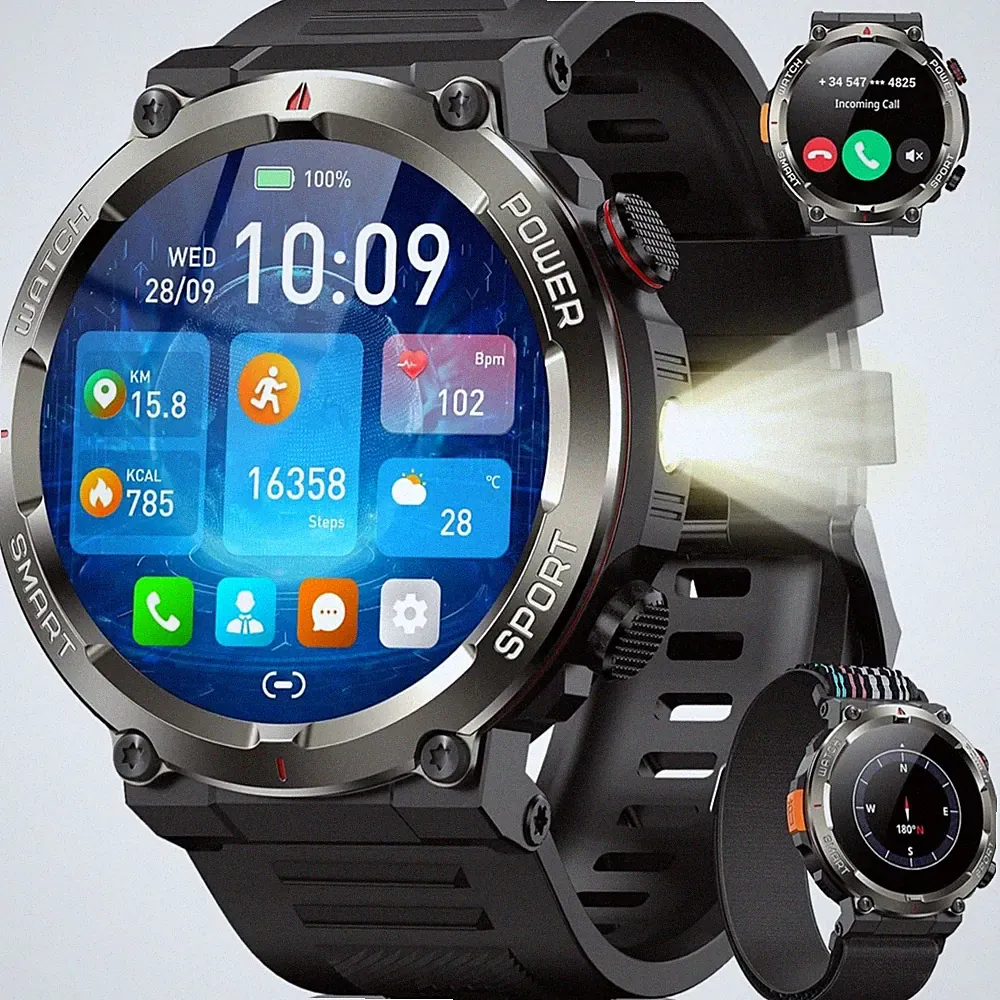 Smartwatch Herren, Beleuchtung, Kompass, , 100 Tage Akku, 1,45'' Touchscreen...