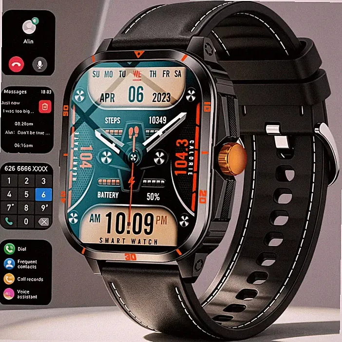 Smartwatch Herren Bluetooth Anrufe Nachrichten Fitness Tracker iOS Android Braun