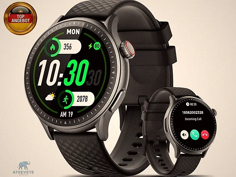 Smartwatch Herren Damen, 1,46" AMOLED Fitnessuhr mit Telefonfunktion, 110+