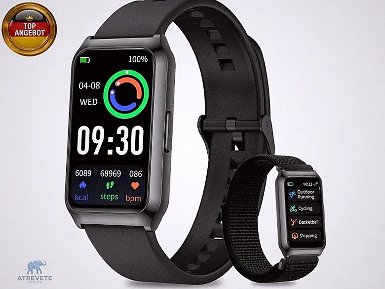 Smartwatch Herren Damen, 1,47 Zoll Fitness Tracker mit Pulsuhr SpO2