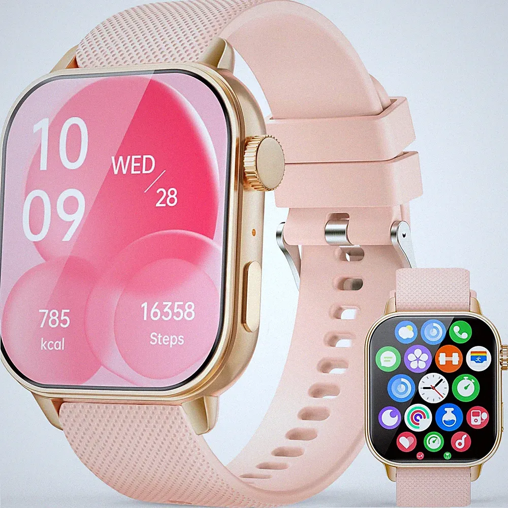 Smartwatch Herren Damen, 1,85" HD AMOLED Smart Watch, Rosa