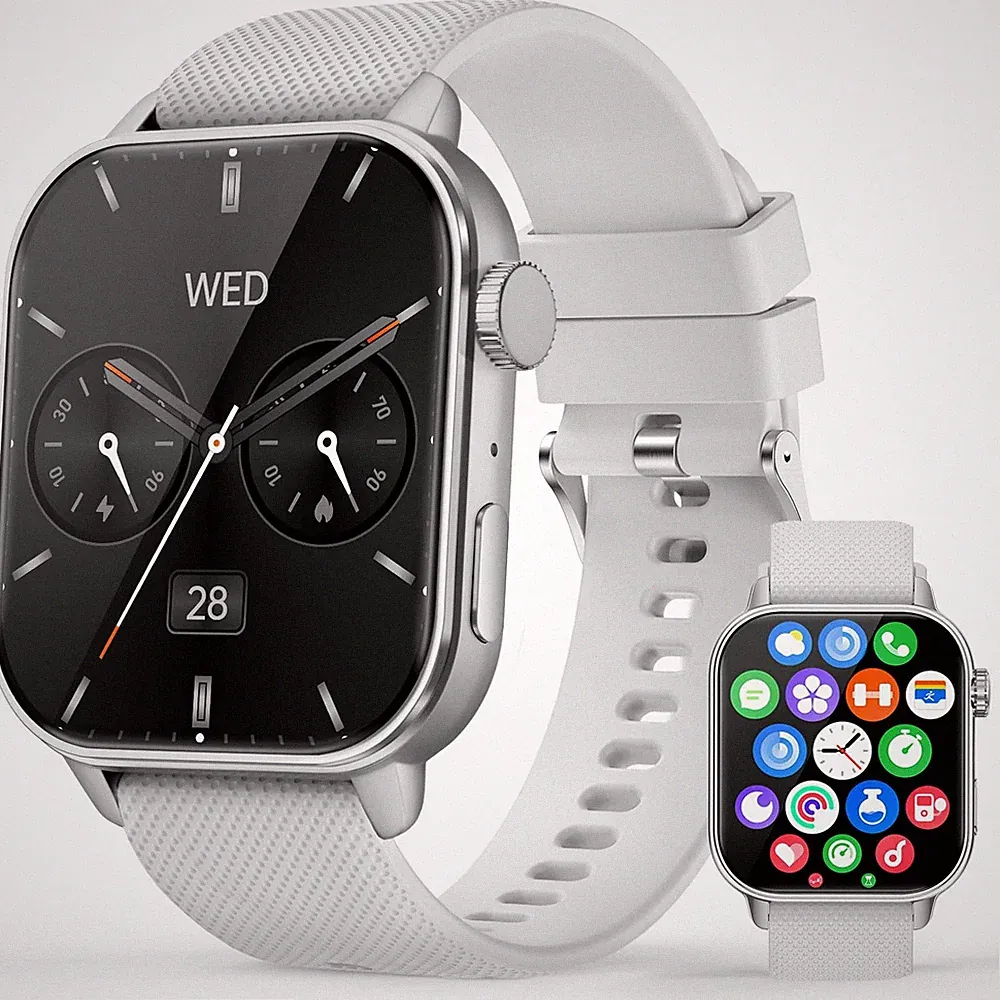 Smartwatch Herren Damen, 1,85" HD AMOLED Smart Watch, Silber