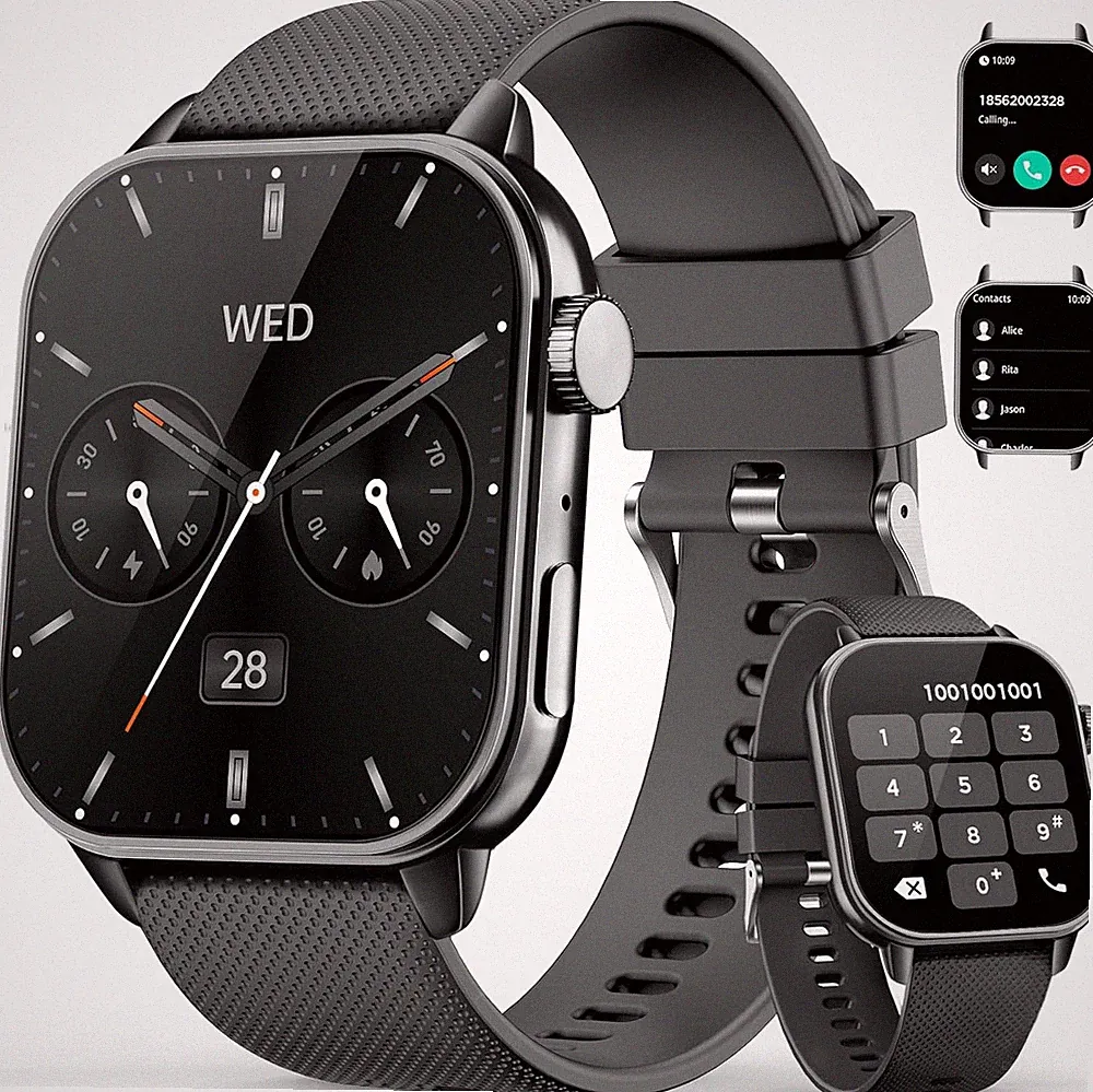 Smartwatch Herren Damen, 1,85" HD AMOLED Touch Fitnessuhr Mit Bluetooth-Anrufe,1