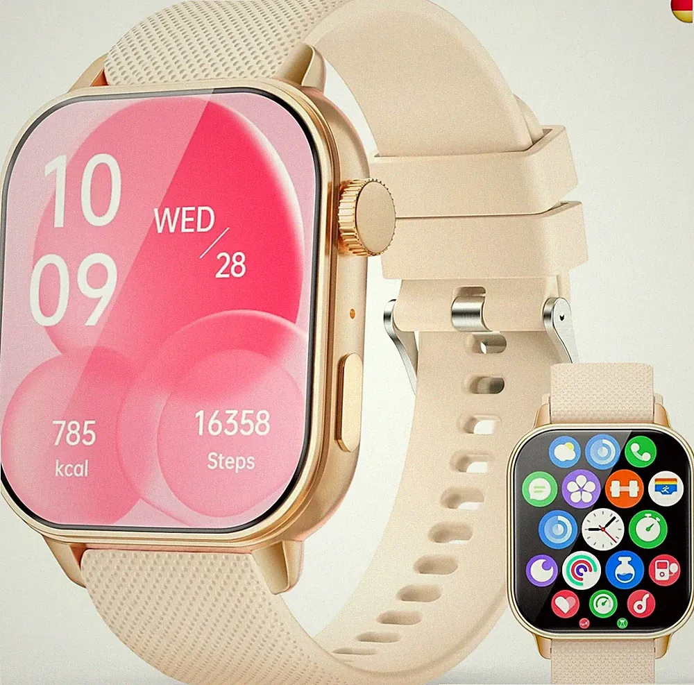 Smartwatch Herren Damen, 1,85" HD AMOLED Touch Fitnessuhr mit