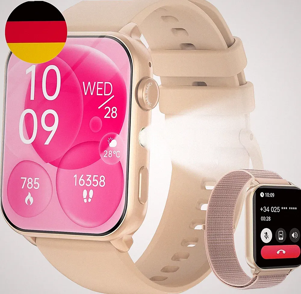 Smartwatch Herren Damen, 1,91" HD Farbbildschirm, Bluetooth-Anrufen, Benachricht