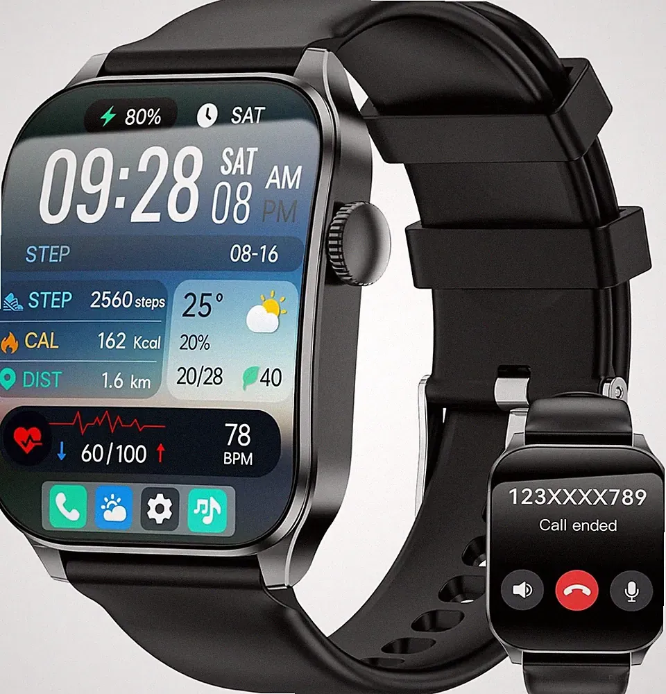 Smartwatch Herren Damen 1,91 Zoll HD Kurvdisplay Bluetooth Anrufe Robust