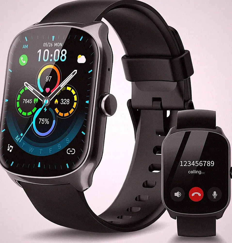 Smartwatch Herren Damen 1,95 HD Curved Bluetooth Anruf Sportmodi