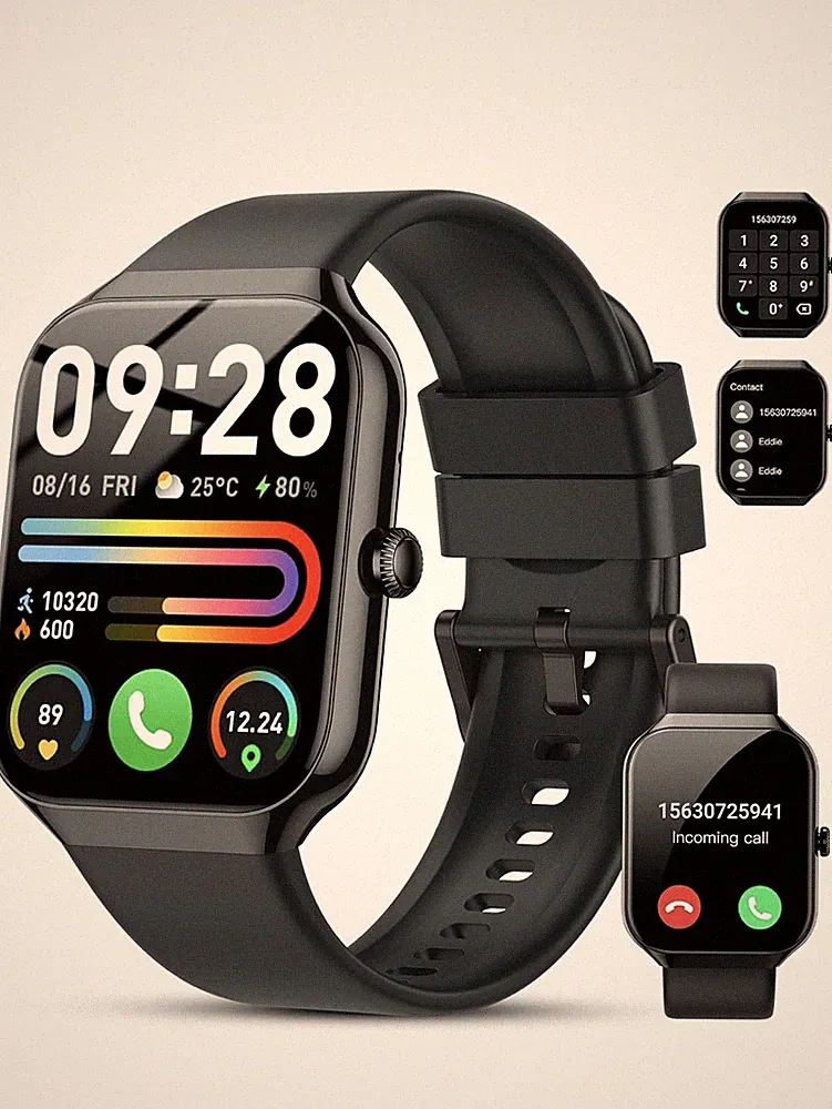 Smartwatch Herren Damen, 1,96" HD 2025 Fitnessuhr Smart Watch Mit Telefonfunktio