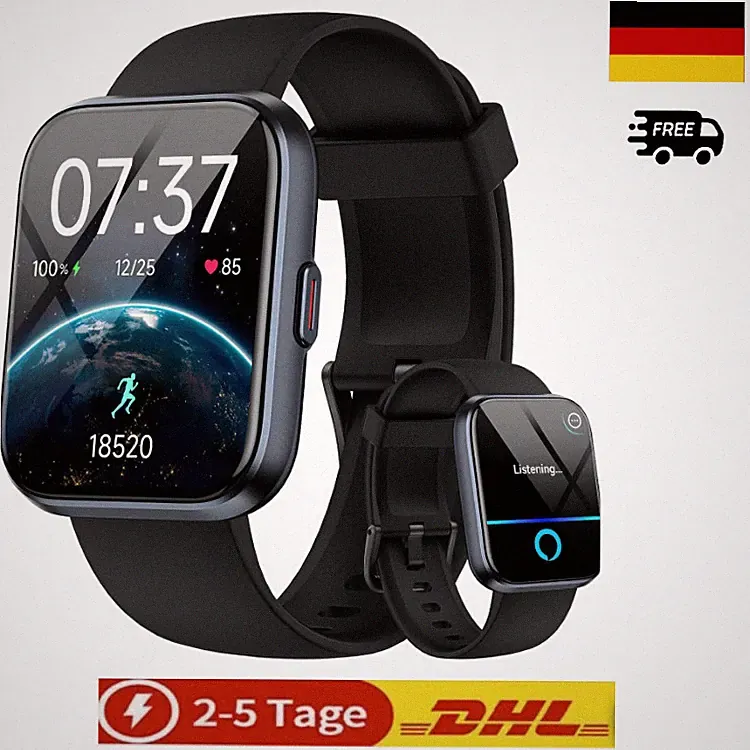 Smartwatch Herren Damen 185 Zoll 10 Tage Akku 3ATM Wasserdicht