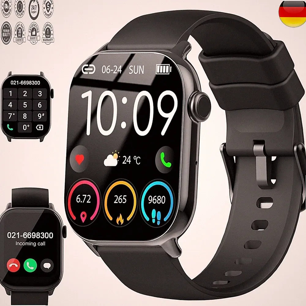 Smartwatch Herren Damen 196 HD Touchscreen Fitnessuhr 113 Sportmodi IP6