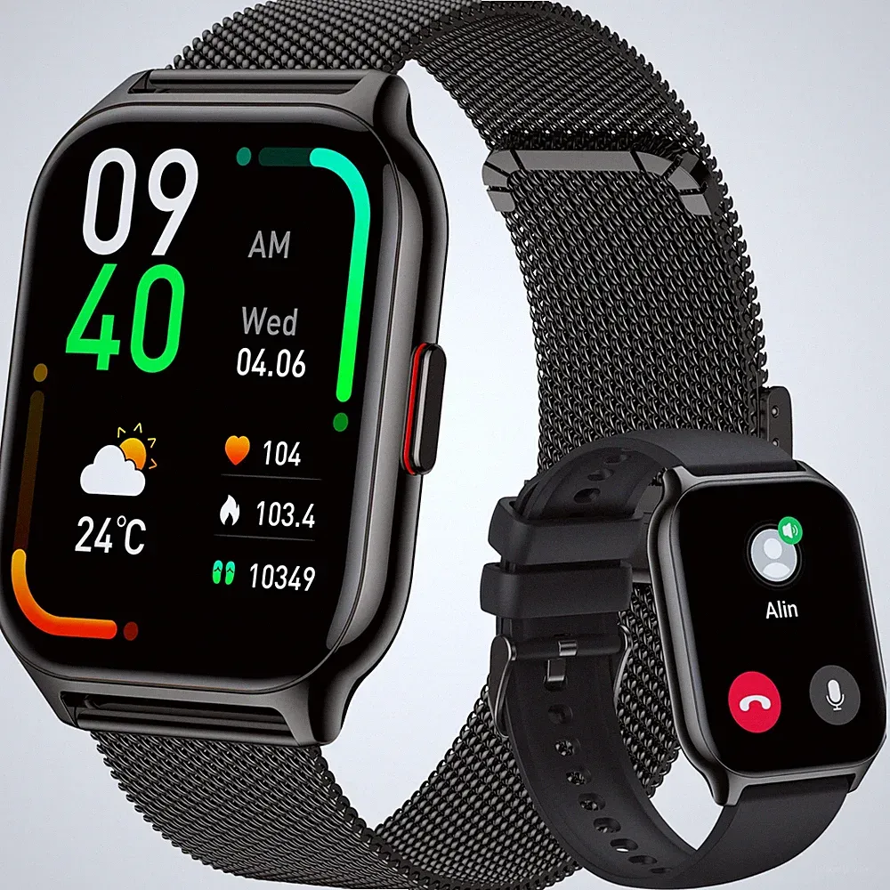 Smartwatch Herren Damen 2.01 Fitnessuhr mit Blutdruckmessung Telefonfunktion