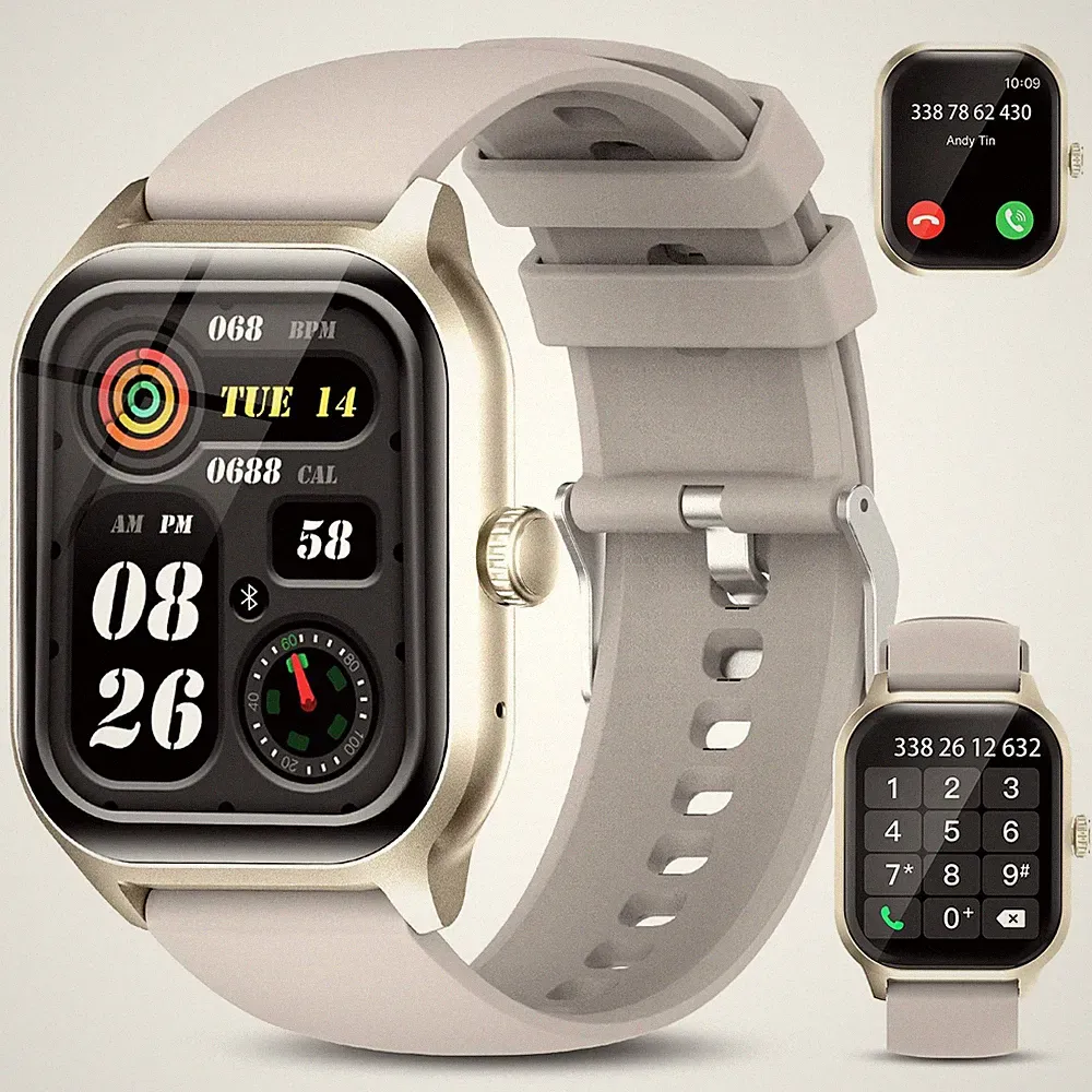 Smartwatch Herren Damen 2.01 Zoll Display Fitness Tracker IP68 Wasserdicht Neu