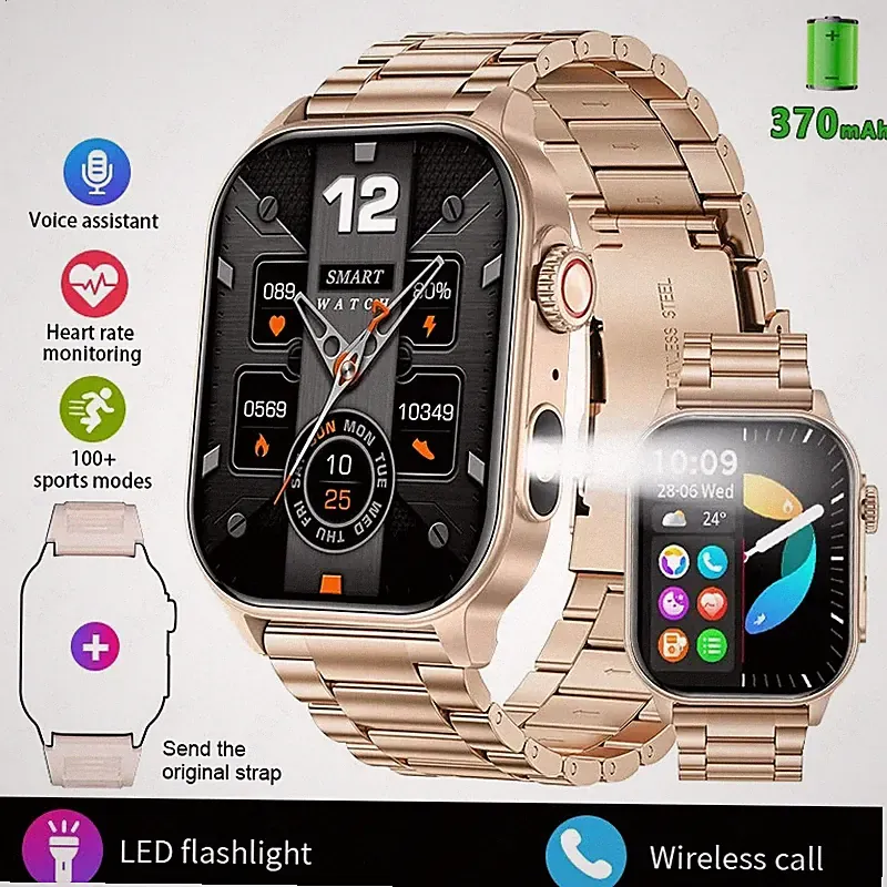 Smartwatch Herren Damen 2.01 Zoll HD Display Gesundheit Monitor Bluetooth Anruf