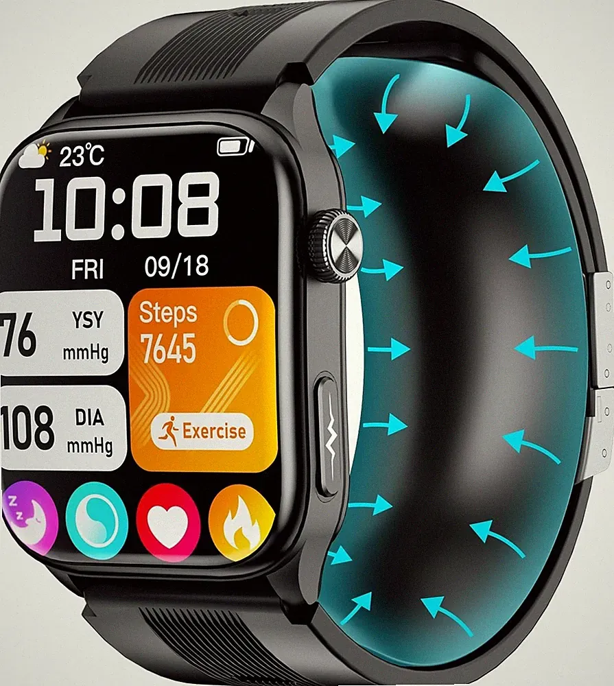 Smartwatch Herren mit Blutdruckmessung 2,06" AMOLED Herzfrequenz für Android iOS