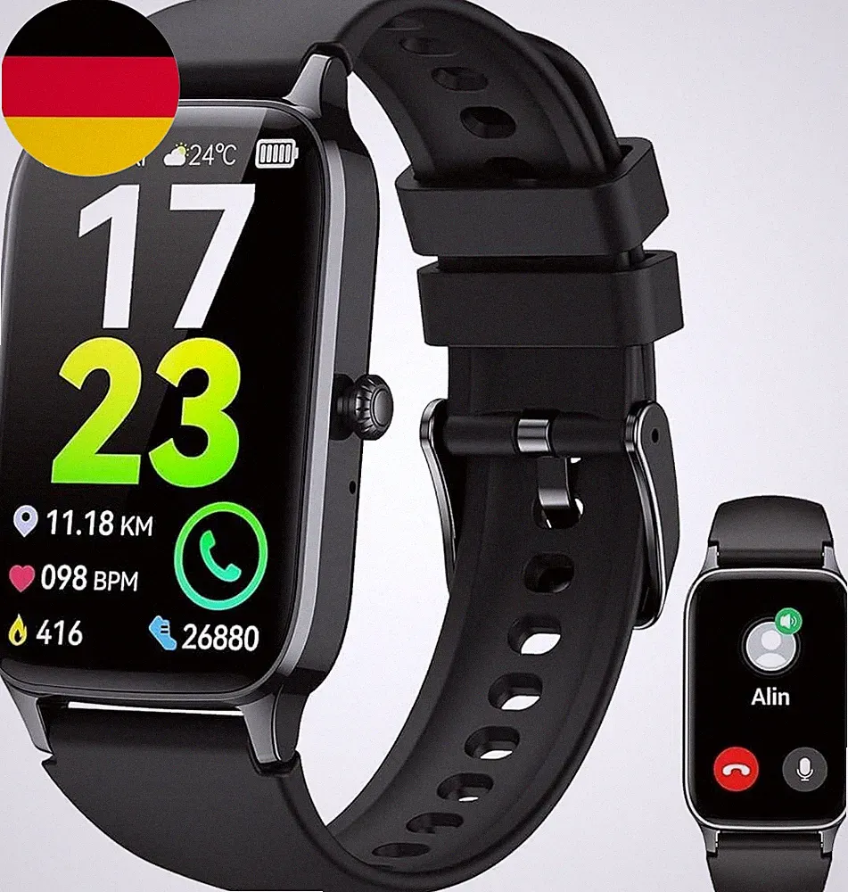 Smartwatch Herren Damen 2026, 1,57" HD Fitnessuhr Herren Mit Telefonfunktion, Wa