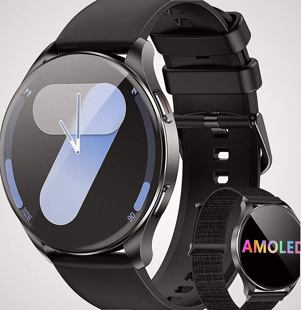 Smartwatch Herren Damen, AMOLED-Bildschirm, Virtuelle Always-On-Uhr für Android