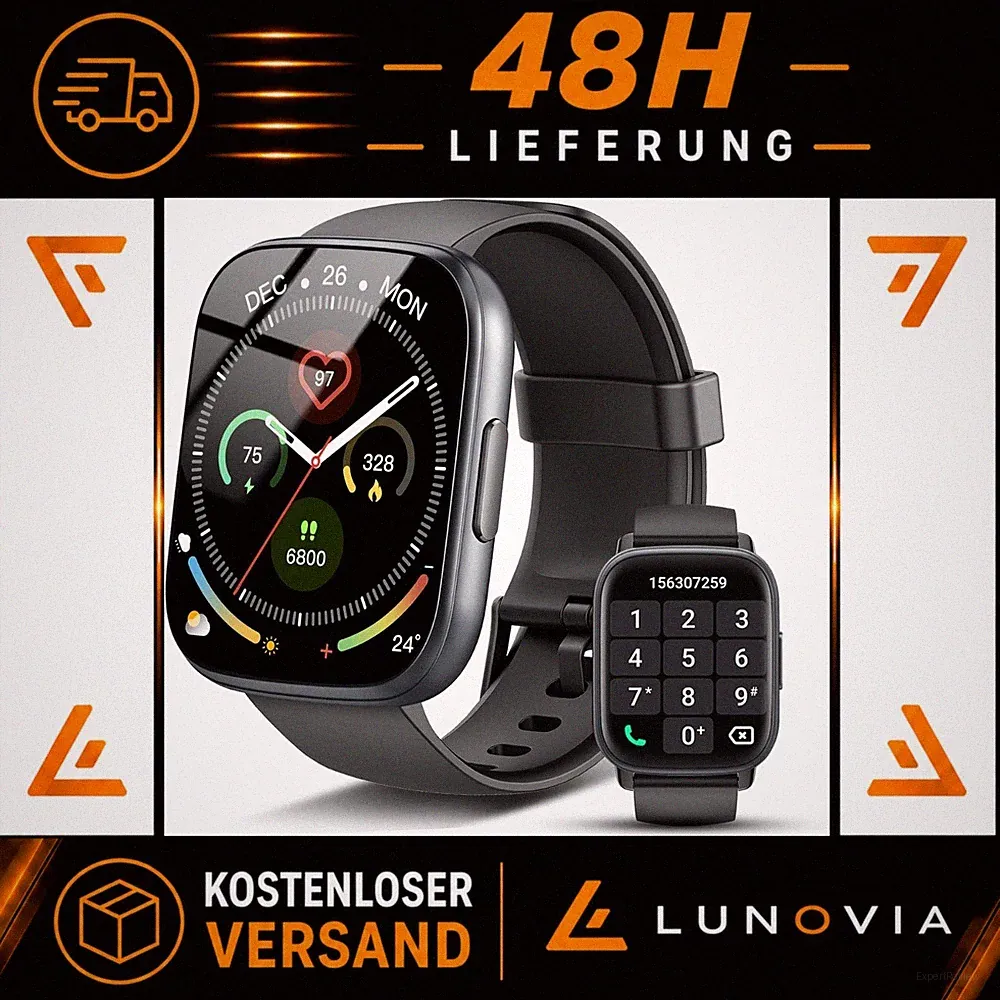 Smartwatch Herren Damen Bluetooth Anrufe 1.95" HD Touchscreen IP68