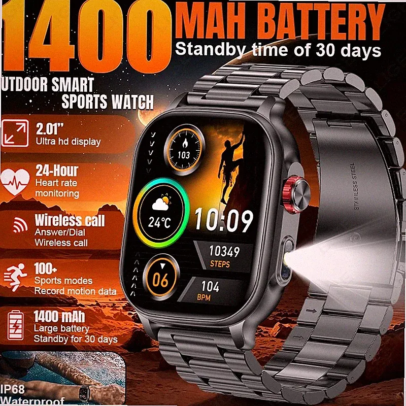 Smartwatch Herren Damen Bluetooth Telefonfunktion Fitness Wasserdicht 1400mAh