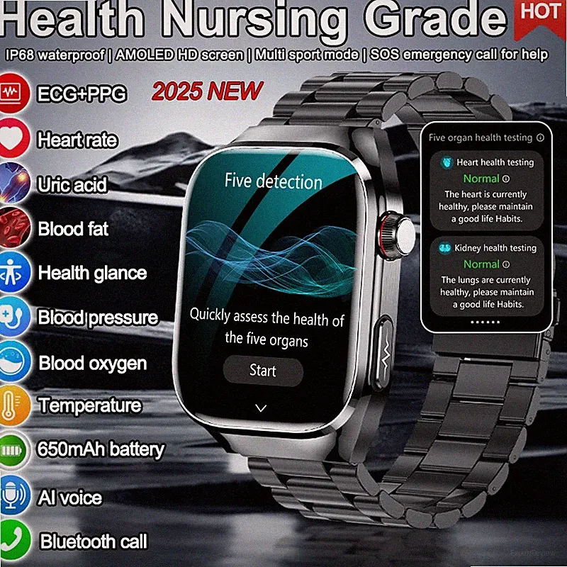 Smartwatch Herren Damen EKG PPG Blutdruck Körperanalyse Gesundheit HD Anruf NEW
