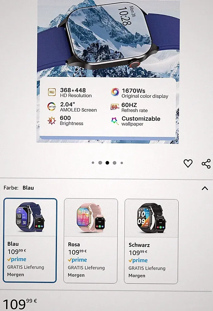 Smartwatch Herren Damen Fitnessuhr, Anrufannahme, Blutdruck