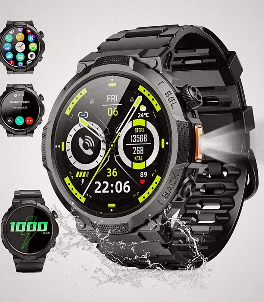 Smartwatch Herren Damen, Fitnessuhr Herren mit Telefonfunktion Tracker LSXWG18