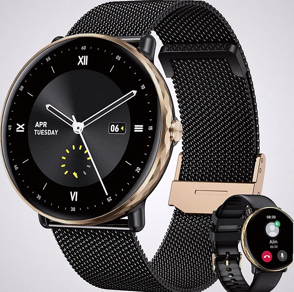 Smartwatch Herren Damen für Android iOS Fitnessuhr Pulsuhr Schrittzähler Schwarz