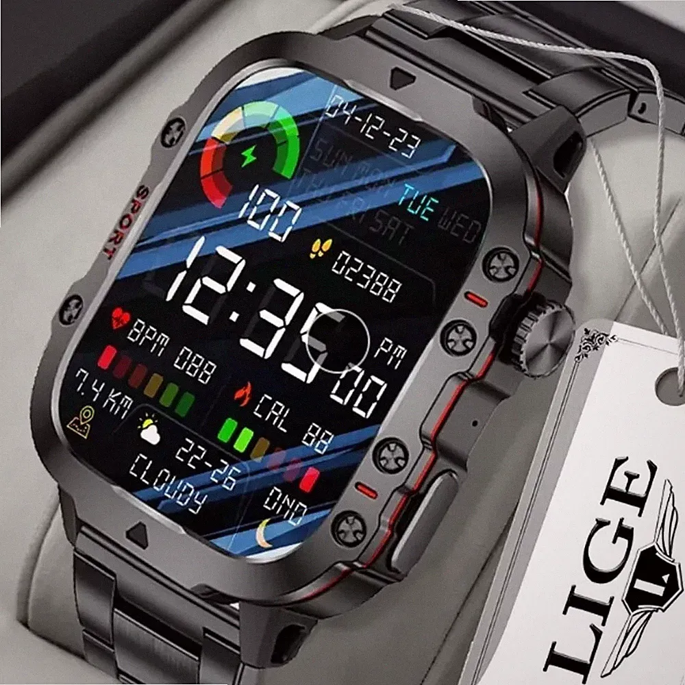 Smartwatch Herren Damen mit Anruf Fitness Schrittzähler Wasserdicht Armbanduhr