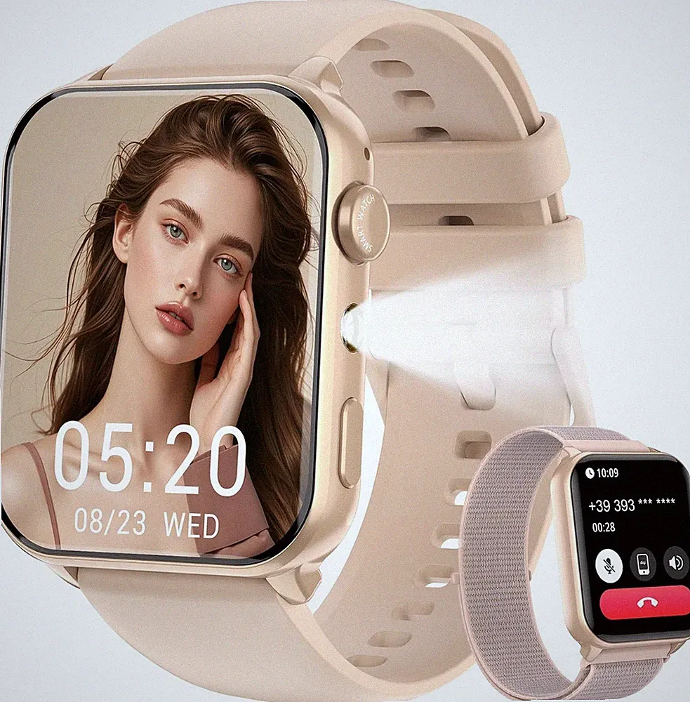 Smartwatch Herren Damen mit Bluetooth Anrufe & LED-Leuchte SpO2 & Schlafüberwach