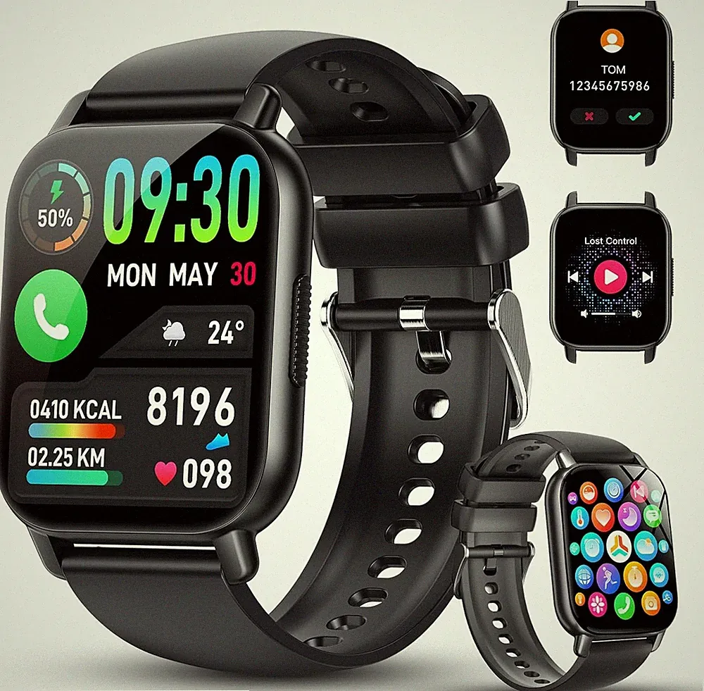 Smartwatch Herren Damen mit Bluetooth Anrufe Schrittzähler Fitnessuhr - GloryFit