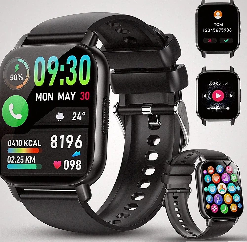 Smartwatch Herren Damen mit Bluetooth Anrufe Schrittzähler Fitnessuhr - GloryFit
