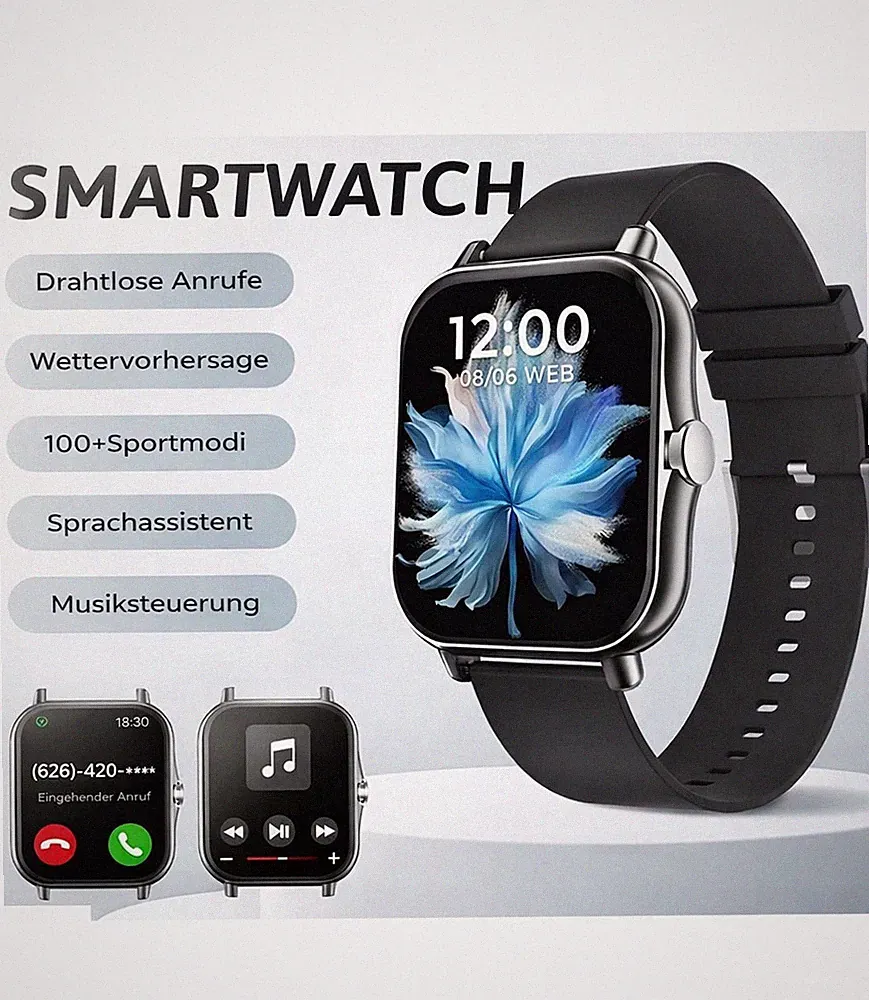 Smartwatch Herren Damen mit Bluetooth Anrufe| Sprachassistent| Fitnessuhr