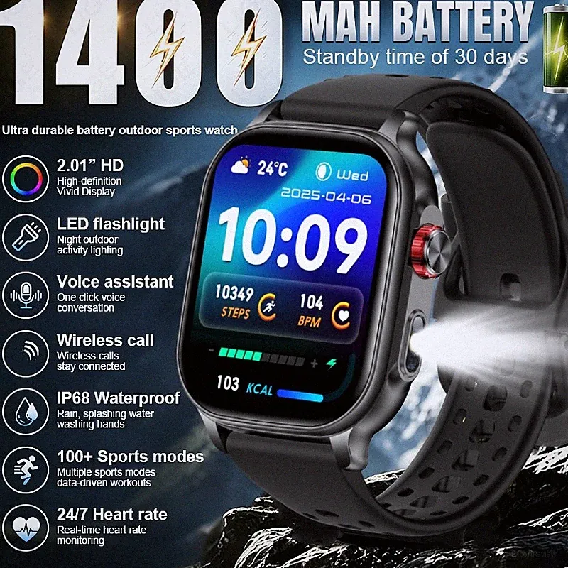 Smartwatch Herren Damen mit Bluetooth Anrufe Wasserdicht 1400mAh Fitness Tracker