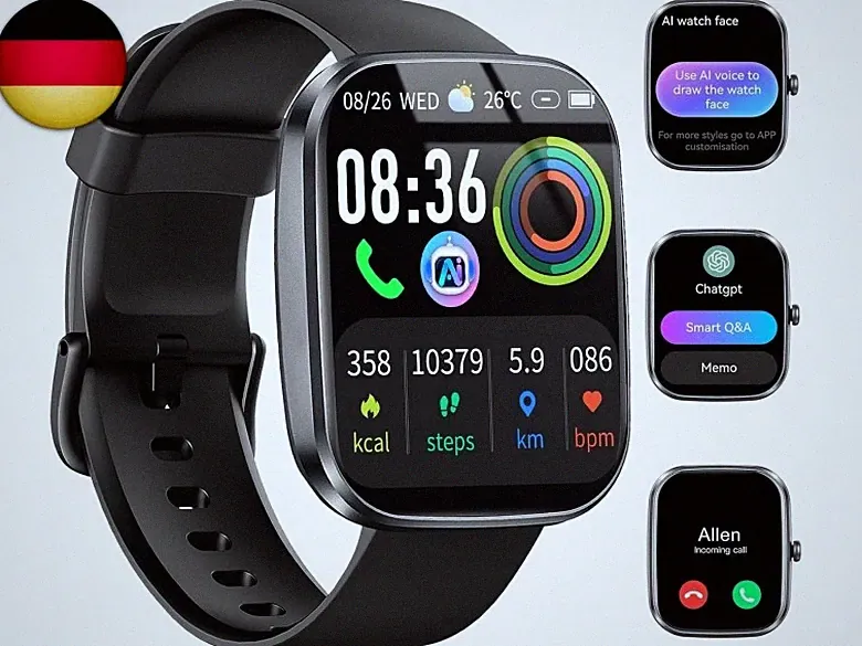 Smartwatch Herren Damen mit ChatGPT-AI, 1.91" Smart Watch Bluetooth Anrufen