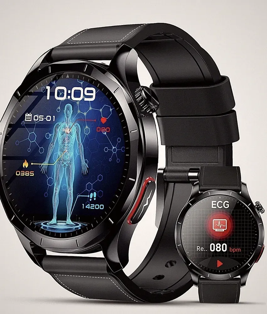 Smartwatch Herren Damen Mit Ekg+Hrv/Βlutdruckmessung/Harnsäure/Bmi, 1,43 Zoll AM