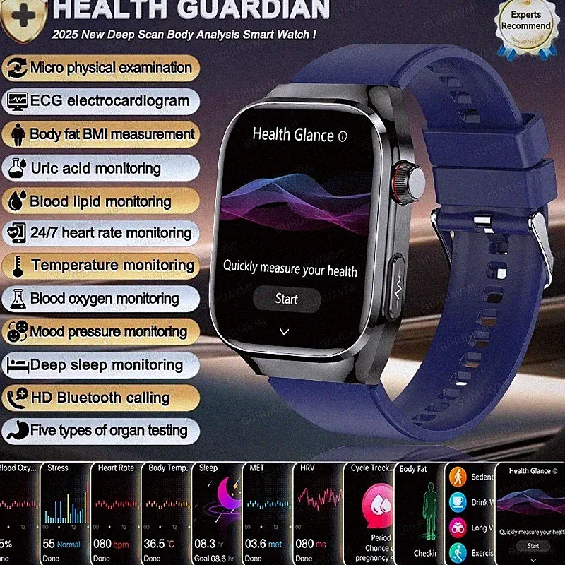 Smartwatch Herren Damen mit EKG PPG Blutdruck Körperanalyse Gesundheit HD Anruf