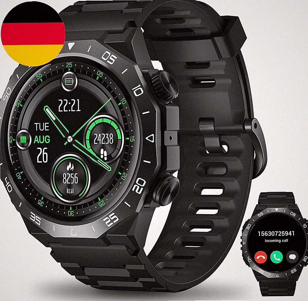 Smartwatch Herren Damen Mit Ki-Sprachassistent, 1,39" HD Fitnessuhr Mit Telefonf